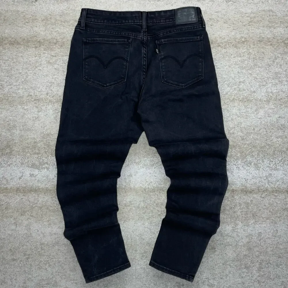 Vintage Y2K Levis Jeans 711 30x26 Skinny Fit Jet Black Wash Denim Black Tab - Picture 1 of 6